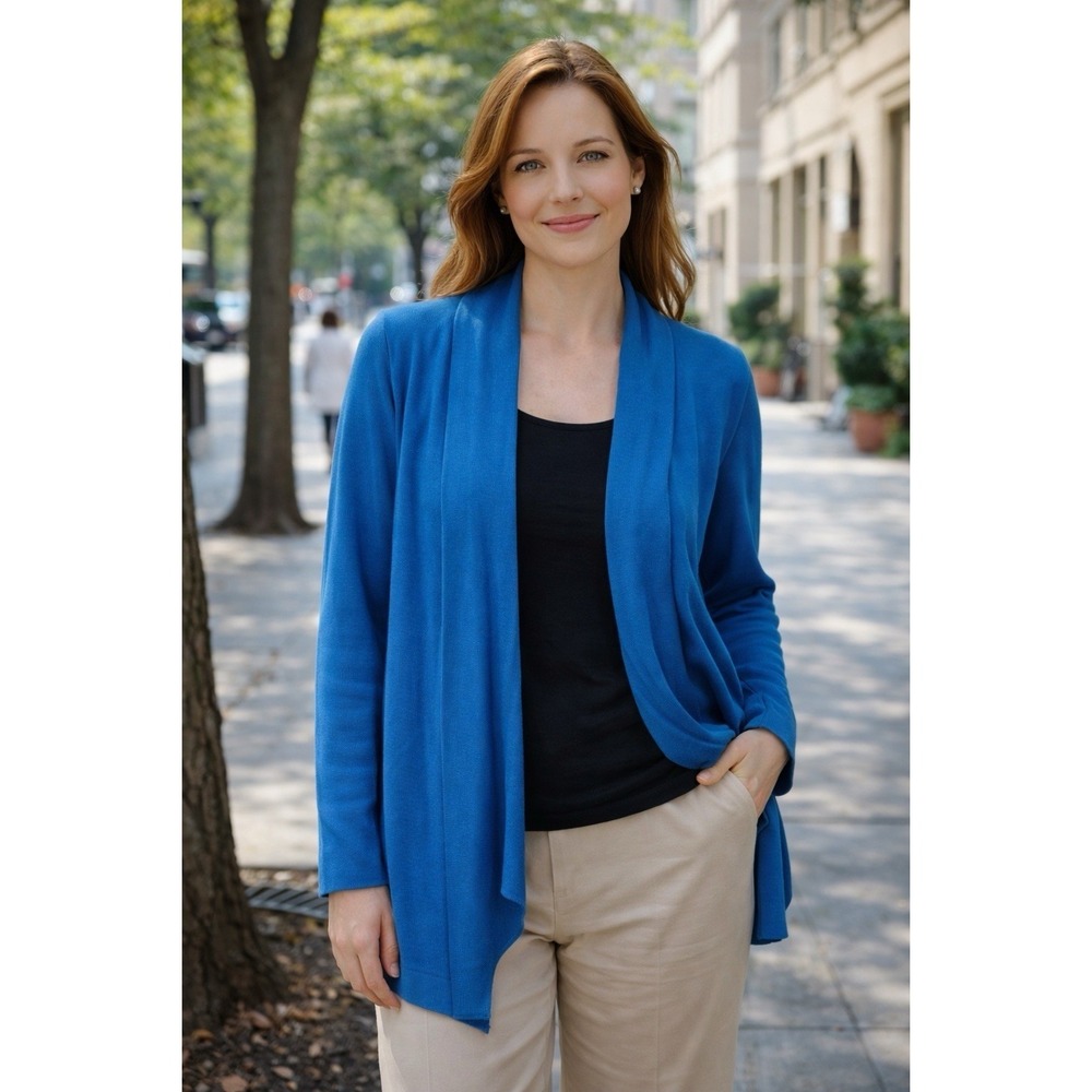 Coldwater Creek Women's Duster  Cardigan Open Front Drape Blue Size‎ 2XL